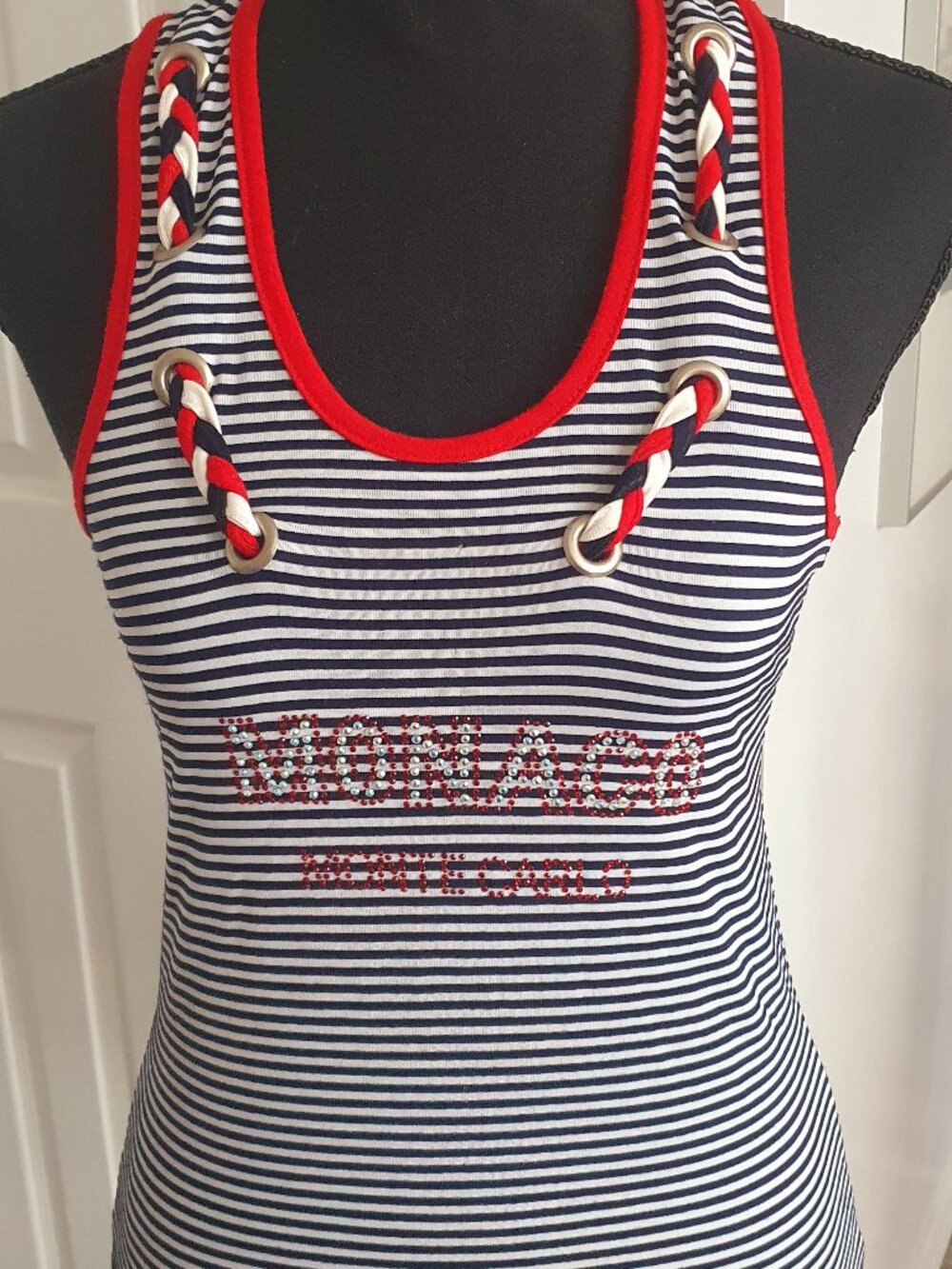 From France Monaco  Nautical top w/ gems & rope trims- Nautica sty
